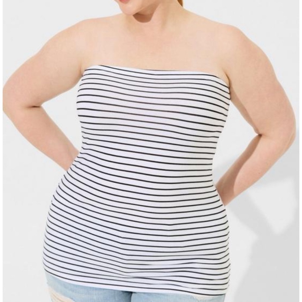🆕 Black White Striped Foxy Strapless Tube Top 1 1X 14 16 NWT Torrid New!